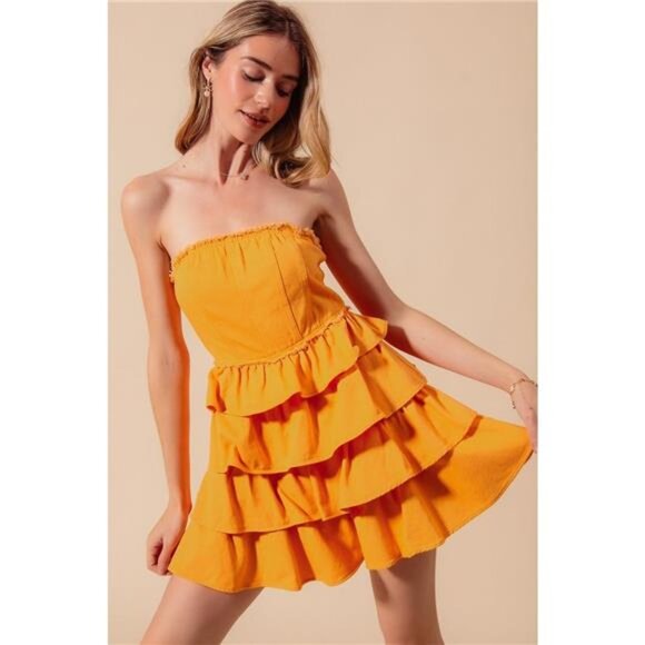 SO ME Strapless Ruffle‎ Layered Game Day Cheer Up Dress